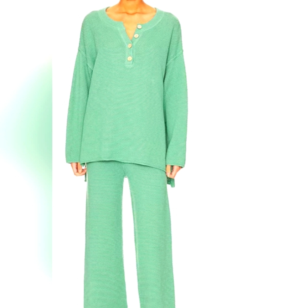 FP Beach | Hailee Sweater Set Top and Pants Green Size L Free People